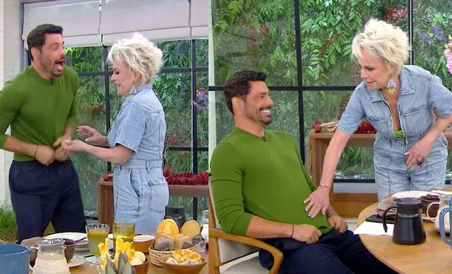 Ana Maria Braga tenta ver tanquinho de Cauã Reymond e assusta ator