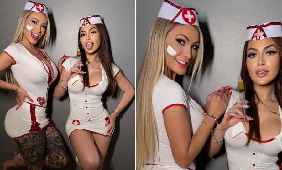 Vestida de enfermeira, Andressa Urach posa com ‘namorada’ e atiça fãs: “Podemos te curar”