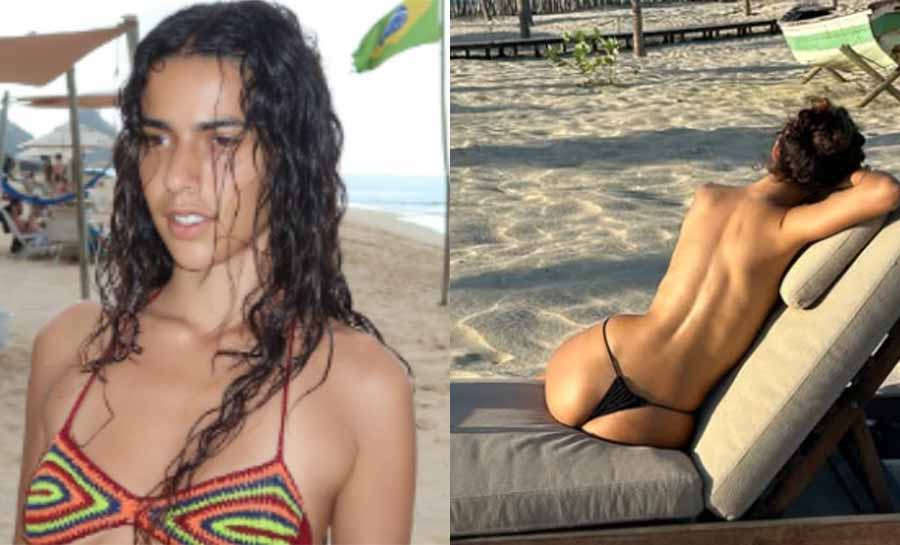 Marina Sena é elogiada por foto ousada fazendo topless na praia; veja