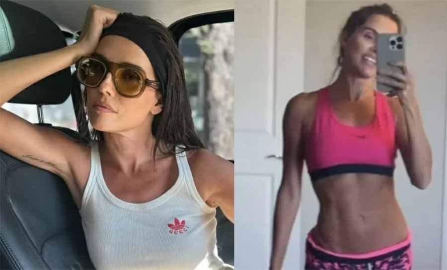 Deborah Secco impressiona ao exibir abdômen trincado em rotina fitness