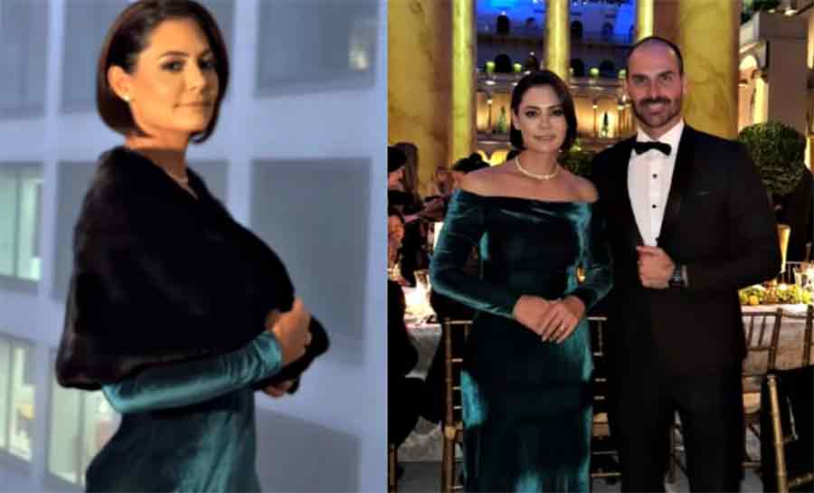 Michelle Bolsonaro ostenta vestido luxuoso na posse de Donald Trump