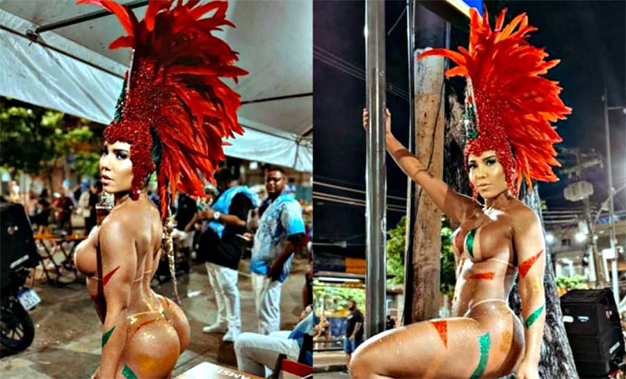 Mulher Melão usa fantasia minúscula e brinca: “Globeleza”