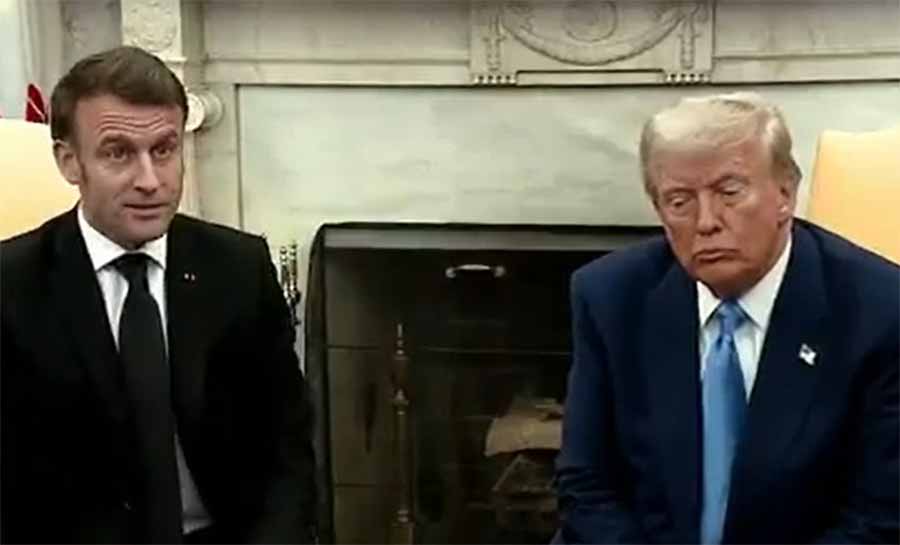 Macron corrige Trump sobre ajuda da Europa à Ucrânia