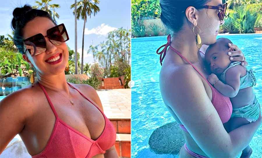 Graciele Lacerda posta foto de biquíni pela 1ª vez após o parto