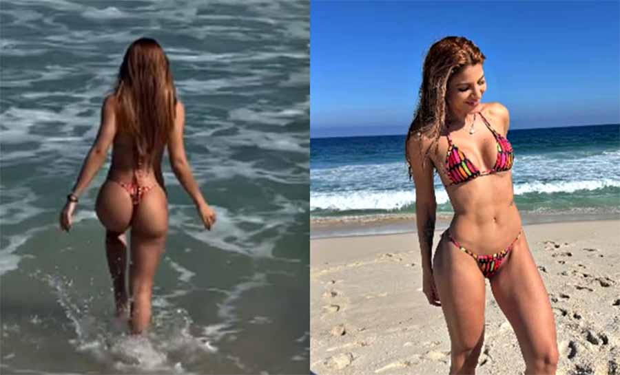 Hariany renova bronzeado e mostra cliques de biquíni