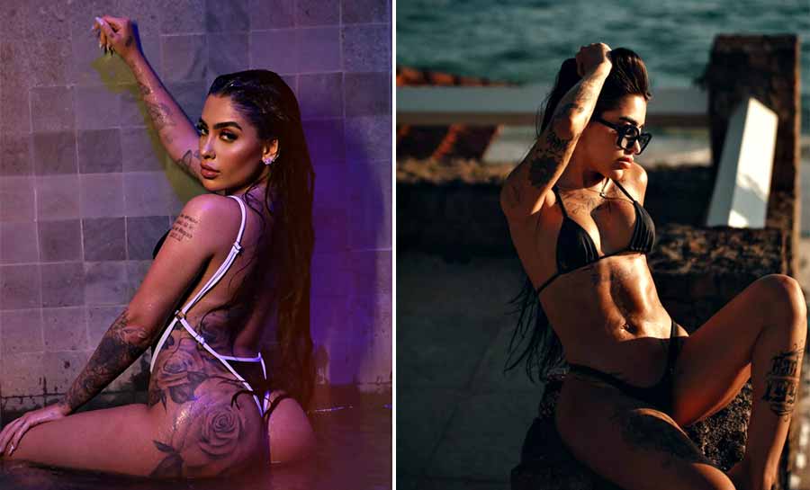 MC Mirella posa com biquíni diferentão para ensaio:”Linda”