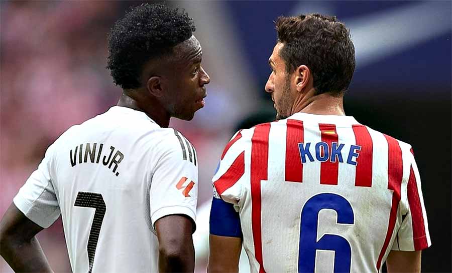 TV flagra bate-boca entre Vini Jr e Koke no Dérbi de Madri