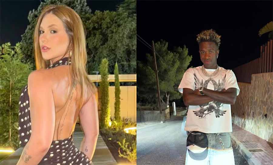 Virginia usa minivestido decotado para jantar com Vini Jr.