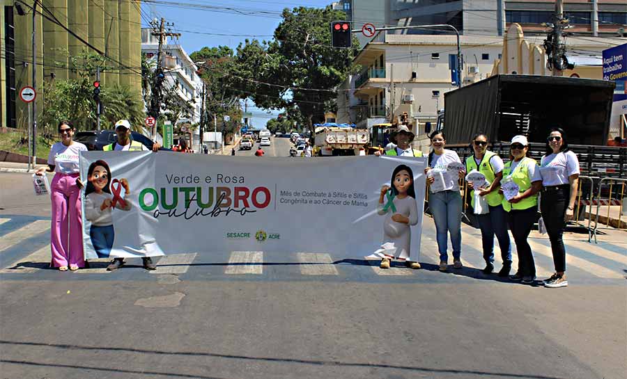 Sesacre promove blitz educativa sobre prevenção à sífilis e ao câncer de mama durante o Outubro Verde e Rosa