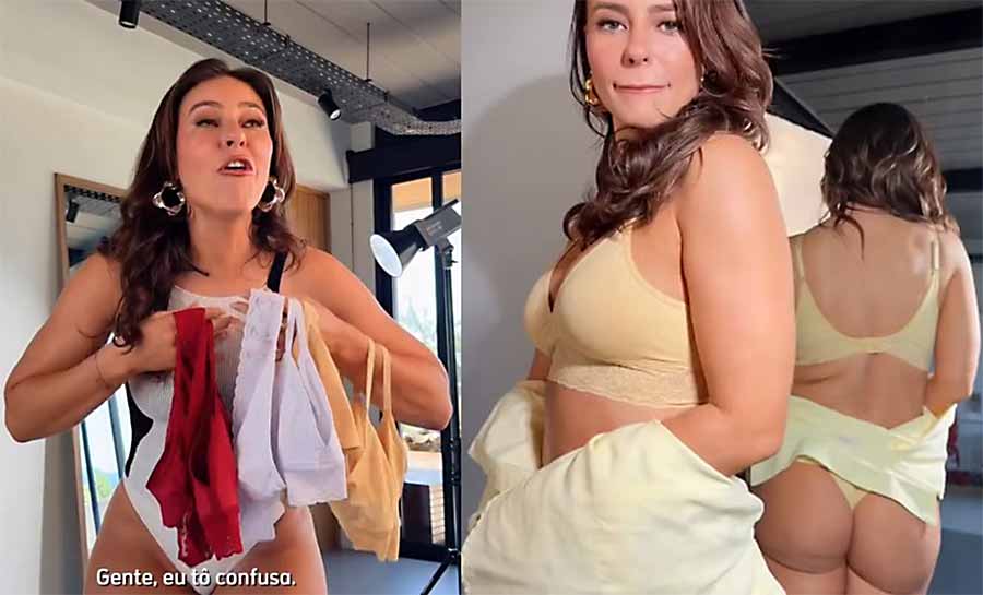 Ano Novo: Paolla Oliveira prova lingerie e brinca com superstição